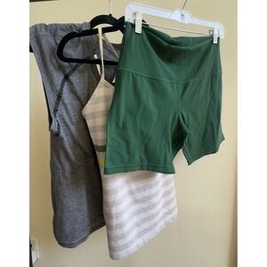 Lululemon Women's Bundle Green Bike Shorts + 2 Top Tank Size 10